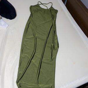 Spandex green slit dress